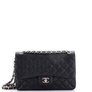 Chanel Jumbo Classic Double Flap Bag Quilted Caviar